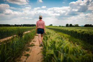 Eine Person auf einem Feld